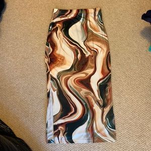 Marble pattern long bodycon skirt